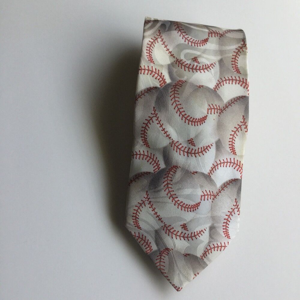 Roberto Cellini Mens Wide Neck Tie Baseball Print Polyester 57" x 4"